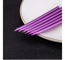 Uzun Mor Renk Pasta Parti Mumu 6 Adet 16 cm