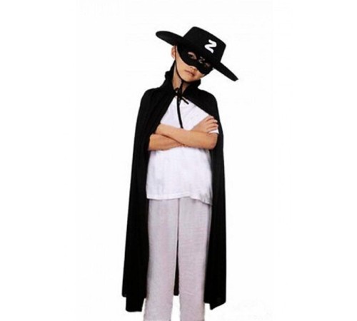 toptan-xml-dropshipping-Çocuk Boy Zorro Pelerin + Şapka + Maske Kostüm Seti