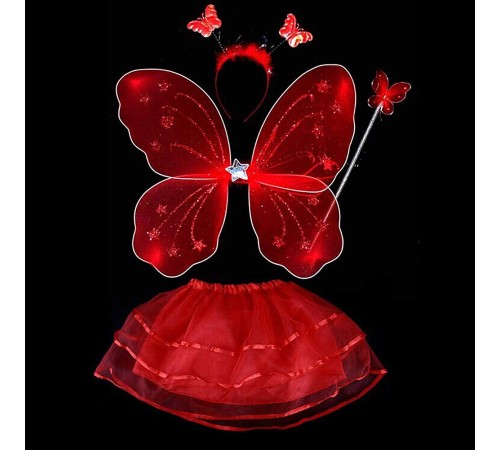 toptan-xml-dropshipping-Kırmızı Kelebek Kostümü - Kırmızı Kelebek Kostüm Aksesuar Seti 4 Parça