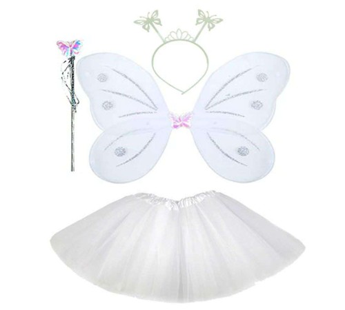 toptan-xml-dropshipping-Beyaz Kelebek Kostümü - Beyaz Kelebek Kostüm Aksesuar Seti 4 Parça