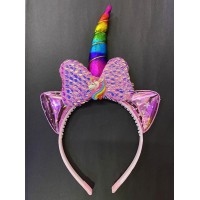 Rengarenk Boynuzlu At Figürlü Çocuk Pullu Unicorn Tacı 17x27 cm