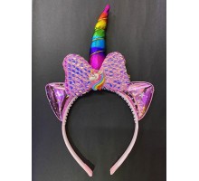 Rengarenk Boynuzlu At Figürlü Çocuk Pullu Unicorn Tacı 17x27 cm