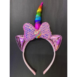 Rengarenk Boynuzlu At Figürlü Çocuk Pullu Unicorn Tacı 17x27 cm