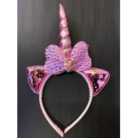 Soft Pembe Boynuzlu At Figürlü Çocuk Pullu Unicorn Tacı 17x27 cm