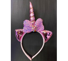 Soft Pembe Boynuzlu At Figürlü Çocuk Pullu Unicorn Tacı 17x27 cm