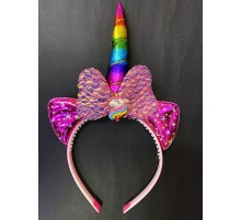 Rengarenk Boynuzlu At Figürlü Çocuk Pullu Unicorn Tacı 17x27 cm