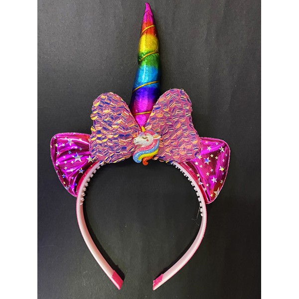 toptan-xml-dropshipping-Rengarenk Boynuzlu At Figürlü Çocuk Pullu Unicorn Tacı 17x27 cm