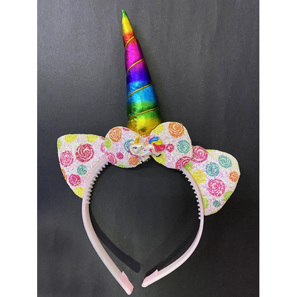 toptan-xml-dropshipping-Rengarenk Boynuzlu At Figürlü Çocuk Unicorn Taç 17x27 cm