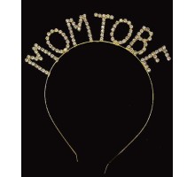 Kristal Taşlı Mom To Be Taç Anne Tacı Altın Gold Renk 16x17 cm