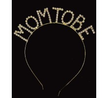 Kristal Taşlı Mom To Be Taç Anne Tacı Altın Gold Renk 16x17 cm