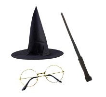 Harry Potter Gryffindor Şapka + Asa + Gözlük Kostüm Seti