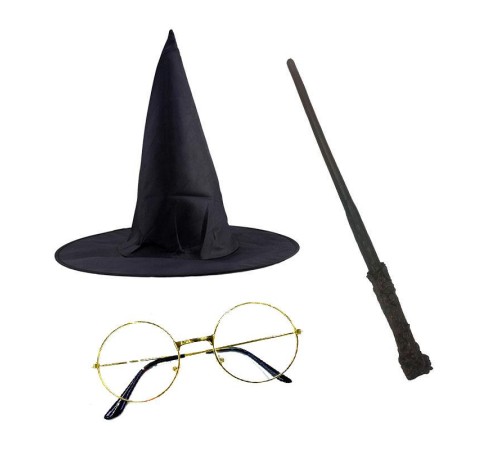 toptan-xml-dropshipping-Harry Potter Gryffindor Şapka + Asa + Gözlük Kostüm Seti