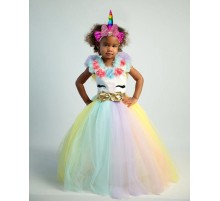 Unicorn Çocuk Kostümü - Tarlatanlı Kabarık Unicorn Pony Kostümü ve Taç Seti