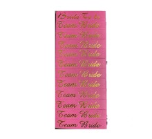 Bride To Be Bileklik - Team Bride Bileklik - Pembe Üzeri Metalize Altın Yazılı 12 Adet