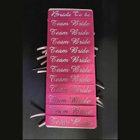 Bride To Be Bileklik - Team Bride Bileklik - Pembe Üzeri Metalize Gümüş Yazılı 12 Adet