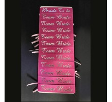 Bride To Be Bileklik - Team Bride Bileklik - Pembe Üzeri Metalize Gümüş Yazılı 12 Adet