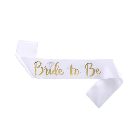 toptan-xml-dropshipping-Bride To Be Saten Kuşak Beyaz Üzeri Metalize Altın Yazılı 160x9.5 cm