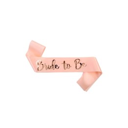 Bride To Be Saten Kuşak Pembe Üzeri Metalize Gümüş Yazılı 160x9.5 cm