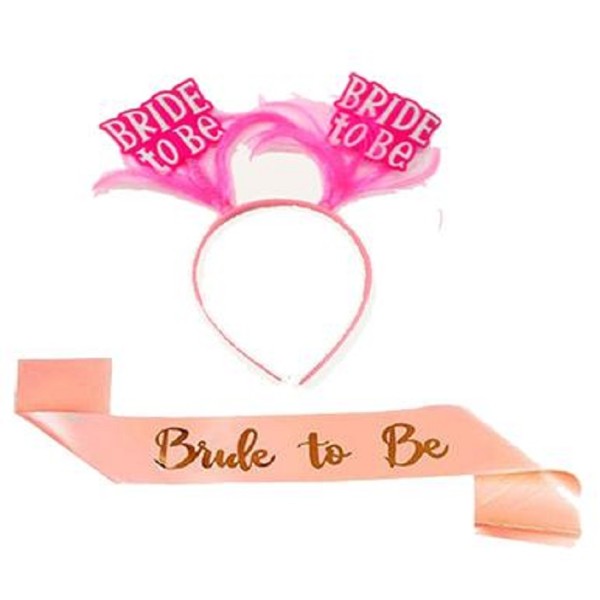 toptan-xml-dropshipping-Pembe Renk Bride To Be Kuşak - Pembe Renk Bride To Be Taç