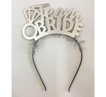 Team Bride Yazılı Alyanslı Gümüş Renk Parti Tacı