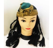 Siyah Saçlı Yılan Figürlü Lateks Et Kleopatra Peruğu Şapkası
