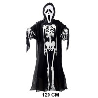 Yetişkin Boy İskelet Kostüm-Fosforlu İskelet Eldiven-İskelet Maske Seti