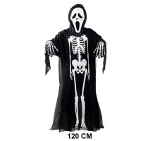 Yetişkin Boy İskelet Kostüm-Fosforlu İskelet Eldiven-İskelet Maske Seti