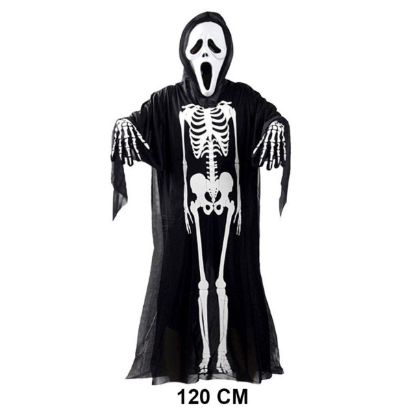 Yetişkin Boy İskelet Kostüm-Fosforlu İskelet Eldiven-İskelet Maske Seti
