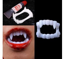 Beyaz Renk Vampir Dişi ve Yapay Kan Seti