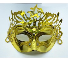 Metalize Ekstra Parlak Hologramlı Parti Maskesi Altın Renk 23x14 cm