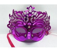 Metalize Ekstra Parlak Hologramlı Parti Maskesi Fuşya Renk 23x14 cm