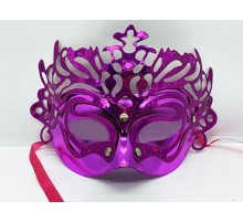 Metalize Ekstra Parlak Hologramlı Parti Maskesi Fuşya Renk 23x14 cm