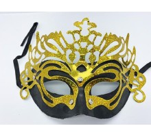 Metalize Ekstra Parlak Hologramlı Parti Maskesi Siyah-Altın Renk 23x14 cm