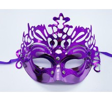 Metalize Ekstra Parlak Hologramlı Parti Maskesi Mor Renk 23x14 cm