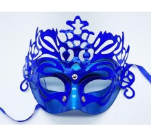 Metalize Ekstra Parlak Hologramlı Parti Maskesi Mavi Renk 23x14 cm