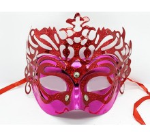 Metalize Ekstra Parlak Hologramlı Parti Maskesi Kırmızı Renk 23x14 cm