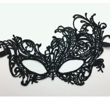 Siyah Renk Dantel İşlemeli Örgü İşlemeli Parti Maskesi Model 5