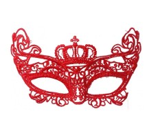 Kırmızı Renk Dantel Örgü İşlemeli Parti Maskesi Model 2