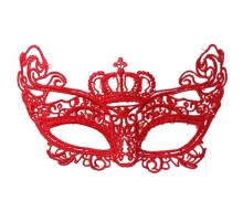 Kırmızı Renk Dantel Örgü İşlemeli Parti Maskesi Model 2