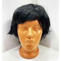 Kısa Model Düz Kesim İçi Astarlı Erkek Peruğu Siyah Renk