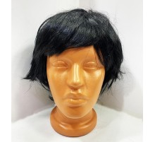 Kısa Model Düz Kesim İçi Astarlı Erkek Peruğu Siyah Renk