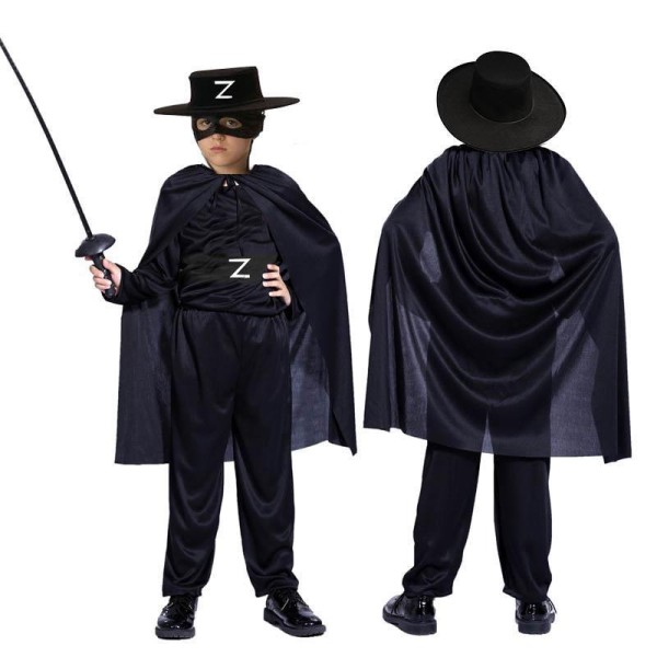 toptan-xml-dropshipping-Zorro Kara Şövalye Kostümü - Zorro Kostümü Çocuk Boy 11-12 Yaş