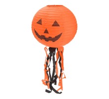 Balkabağı Kağıt Süs - Kabak Dekor Yuvarlak Fener Süs 25 cm