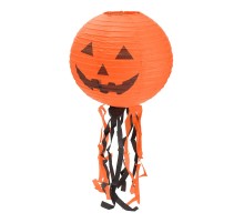 Balkabağı Kağıt Süs - Kabak Dekor Yuvarlak Fener Süs 25 cm