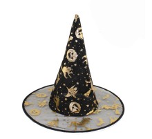 Altın Renk Cadı ve Kabak Baskılı Cadı Şapkası 32X37 cm