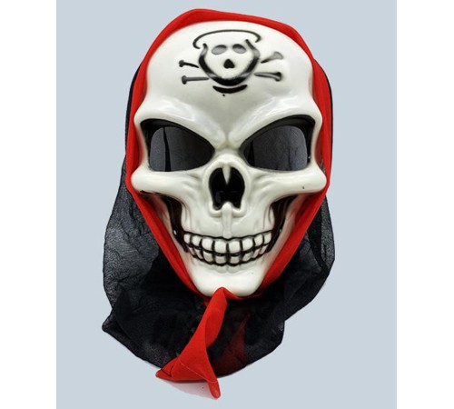 Siyah Pelerinli Danger Baskılı Dişli İskelet Kuru Kafa Maske 24x16 cm