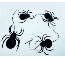 Siyah Renk Asma Süs Dekorasyon Örümcekler 4 Adet 1.5 Metre