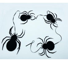 Siyah Renk Asma Süs Dekorasyon Örümcekler 4 Adet 1.5 Metre