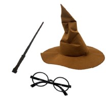 Harry Potter Şapkası + Harry Potter Asası + Harry Potter Gözlüğü Çocuk Boy