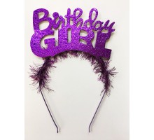 Birthday Girl Yazılı Metalize Parti Tacı Mor Renk